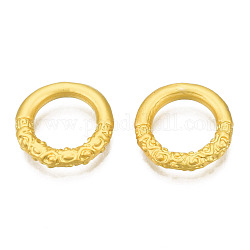 Aleación de enlace rings, textura, estilo mate, anillo redondo, color dorado mate, 13x2.5mm