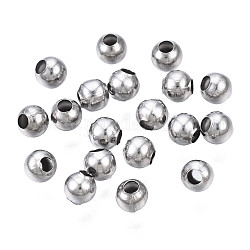 Perles rondes en 304 acier inoxydable, pour la fabrication de bijoux artisanaux, couleur inoxydable, 3x3mm, Trou: 1.2mm