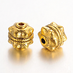 Abalorio de estilo tibetano, Sin cadmio y níque y plomo, redondo, oro antiguo, 10x10mm, agujero: 2 mm.