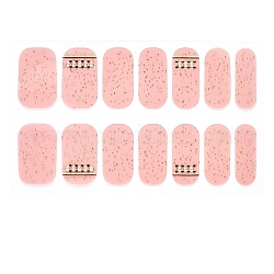 Nail Art Full Cover Nagelaufkleber, Tartan Gänseblümchen Ananas selbstklebende Gel-Nagelkunst-Abziehbilder mit Glitzerpulver, für Nagelspitzen Dekorationen, rosa, 24x8 mm, 14pcs / Blatt
