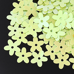 装飾アクセサリー  ポリ塩化ビニールのプラスチック製のスパンコール/スパンコールビーズ  花  緑黄  9.5~10x10x0.4mm  穴：1.2mm  約30000個/500g