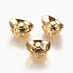 Legierung Tibetische Perlen, langlebig plattiert, Barren, echtes 18k vergoldet, 11x8.5x5 mm, Bohrung: 1.5 mm