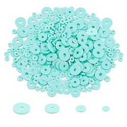 Umweltfreundliche handgemachte Fimo-Perlen, Disc / Flachrund, heishi Perlen, Aquamarin, 11x7x3 cm, ca. 2850~3000 Stk. / Kasten