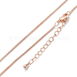 Messing Kasten Halsketten, langlebig plattiert, Echtes rosafarbenes Gold überzogen, 16.34 Zoll (41.5 cm)