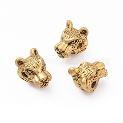 Perline in lega stile tibetano, testa di tigre, oro antico, 11.5x10x9mm, Foro: 2 mm