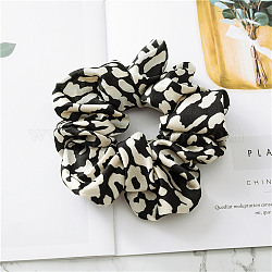 Leopard Print Pattern Cloth Elastic Hair Accessories, for Girls or Women, Scrunchie/Scrunchy Hair Ties, Black, 120mm