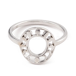 304 almohadilla de acero inoxidable para anillos de dedo., donut con fase lunar, color acero inoxidable, nosotros tamaño 7 3/4 (17.9 mm), Bandeja: 13.5x12 mm