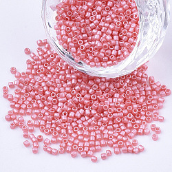 Перламутровые цилиндрические бусины, единый размер, ярко-розовый, 1.5~2x1~2 мм, отверстие : 0.8 мм, около 4000 шт / упаковка, о 50 г / мешок