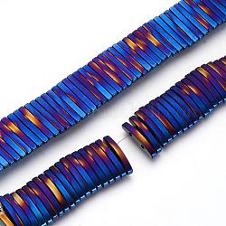 Nichtmagnetische synthetische Hämatit-Mehrstrang-Verbindungsstränge elektroplatieren, Rechteck, in Blau Plattiert, 18x4x2.5 mm, Bohrung: 1.5 mm, ca. 155 Stk. / Strang, 15.7 Zoll