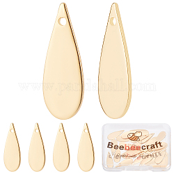 Beebeecraft 30Pcs/Box 18K Gold Plated Teardrop Charms Blank Stamping Tag Geometric Component Pendant for DIY Jewelry Making Necklace Bracelet