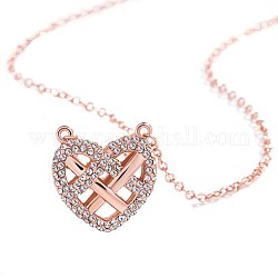 Halsketten mit Strassen aus Messing, Herz, Roségold, Kristall