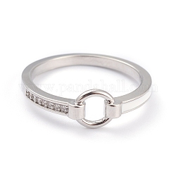 Кольца из латуни с микропаве, прозрачные кольца с кубическим цирконием, с эмалью, кольцо, платина, размер США 6 3/4 (17.1 мм)