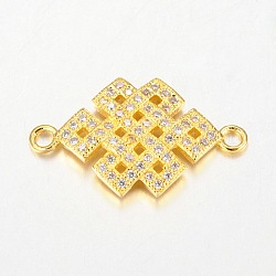Китайский узел разъем латунь микро проложить кубических связи диоксида циркония, золотые, 13.5x23x2.5 мм, отверстие : 1.8 мм