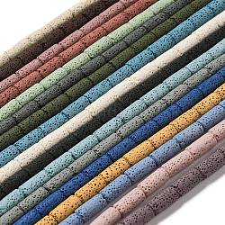 Natürliche Lavasteinperlenstränge, Kolumne, gefärbt, Mischfarbe, 14x7 mm, Bohrung: 1.5 mm, ca. 28 Stk. / Strang, 15.55'' (39.5~40 cm)