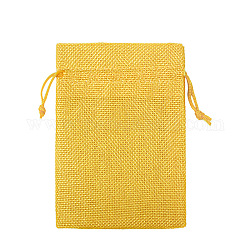 Lin sacs à cordon, rectangle, verge d'or, 14x10 cm