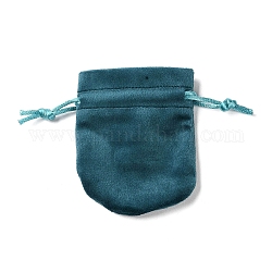 Bolsas de almacenamiento de terciopelo, bolsa de embalaje de bolsas con cordón, oval, cerceta, 9x7 cm