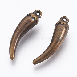 Ccb-Kunststoffanhänger, Chili, Antik Bronze, 38x9x9 mm, Bohrung: 1.6 mm