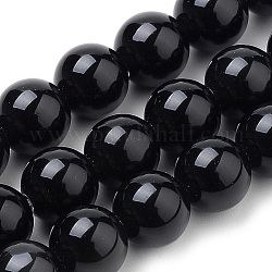 Natürliche schwarze Onyxperlenstränge, gefärbt, Runde, 6 mm, Bohrung: 1 mm, ca. 62 Stk. / Strang, 15.7 Zoll