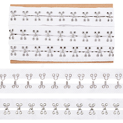 Haken- und Ösenband aus Baumwolle, Bekleidungszubehör, Nähen Handwerk Ornament, mit Eisenhaken und Öse, weiß, 25x4.5 mm, ungefähr 3 yards (2.74 mt)/karte