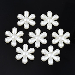 ABS Plastic Imitation Pearl Beads, Flower, Creamy White, 25x22.5x6mm, Hole: 1.5mm, about 360pcs/500g
