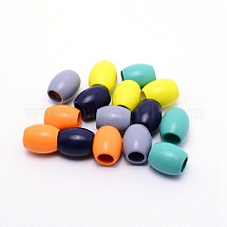 Perles en bois, Perles avec un grand trou   , perles en bois de rugby en forme d'oeuf, ovale, couleur mixte, 25x21mm, Trou: 11mm, 100 pcs /sachet 