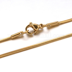 Colliers avec chaîne de serpent en 304 acier inoxydable, avec fermoir pince de homard, or, 15.7 pouce (40 cm), 1mm