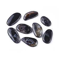 Naturale agata nera pendenti, tinti e riscaldato, forme misto, 40.5~49x21.5~26.5x5.5~6.5mm, Foro: 1.6~1.8 mm