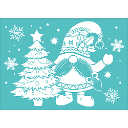 OLYCRAFT 2pcs Christmas Tree Silk Screen Printing Stencils Snowflake Self-Adhesive Santa Claus Mesh Transfers Stencils Washable Silk Screen Stencils for Printing on Wood DIY T-Shirts 19.5x14cm