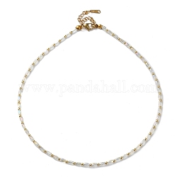 Vetro ovale e 201 collana di perline in acciaio inossidabile, chiaro, 16.02 pollice (40.7 cm)