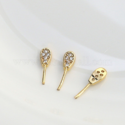 Brass Micro Pave Clear Cubic Zirconia Rabbit Ear Head Pins, for Baroque Pearl Making, Golden, 13x4mm