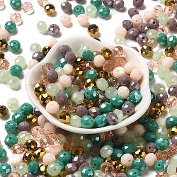 Perles en verre, facette, rondelle, amande blanchie, 8x6mm, Trou: 1mm, environ 1210 pcs/500 g
