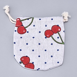 Bolsas de arpillera bolsas de almacenamiento de regalo, bolsas de embalaje para fiestas de dulces, con cordón de poliéster, patrón de la fruta, 11.5x11 cm