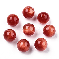 Perles en résine, pierre d'imitation, ronde, firebrick, 15mm, Trou: 2~3mm