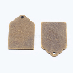 Etiquetas de metal, latón estampado colgantes etiqueta en blanco, Bronce antiguo, 21x12x0.5mm, agujero: 1 mm