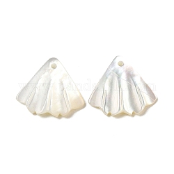 Fascini di shell bianco naturale, forma a conchiglia, fumo bianco, 13.5x14.5x2mm, Foro: 1 mm