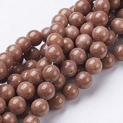Natural Mashan Jade Round Beads Strands, Dyed, Camel, 10mm, Hole: 1mm, about 41pcs/strand, 15.7 inch