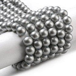 Fili di perle di vetro rotondo spruzzo verniciato, grigio, 8mm, Foro: 1.3~1.6 mm, circa 100pcs/filo, 31.4 pollice