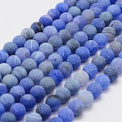 Smerigliato agata naturale perline fili, tondo, tinti e riscaldato, blu royal, 10mm, Foro: 1 mm, circa 38pcs/filo, 15.1 pollice