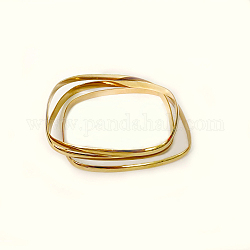 3Pcs Women's Simple Fashion Square Vacuum Plating 304 Stainless Steel Stackable Bangles, Golden, Inner Diameter: 2-1/8x2-3/4 inch(5.5x7cm)-1/8 inch(5.5cm)