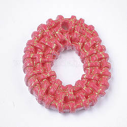 Colgantes de la resina, patrón de mimbre tejido de imitación, oval, rojo, 26x22x3.5mm, agujero: 1.8 mm