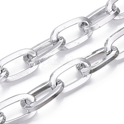 Алюминиевая кабельная цепь, цепи с плоскими овальными звеньями, несварные, платина, 30.5x16x4 мм