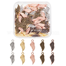 Wholesale SUNNYCLUE 1Box 100Pcs Christmas Charms Alloy Angel Wings Beads  Bulk Tibetan Style Wing Beads for jewellery Making Charms Fairy Angel Wing  Spacer Loose Beads Bracelets Earrings Supplies Antique Silver 