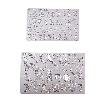 文字と数字のフレームの金属切断ダイスステンシル  DIYスクラップブッキング/フォトアルバム用  装飾的なエンボス印刷紙のカード  つや消しプラチナ  106x67x0.8mm  130x82x0.8mm DIY-PH0019-28