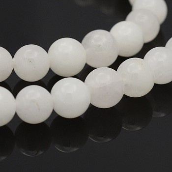 Rondes naturelle de jade blanc chapelets de perles, 8mm, Trou: 1mm, Environ 49 pcs/chapelet, 15.7 pouce