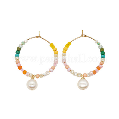 Овальные серьги-кольца из нержавеющей стали с пресноводным жемчугом HR9859-1-1