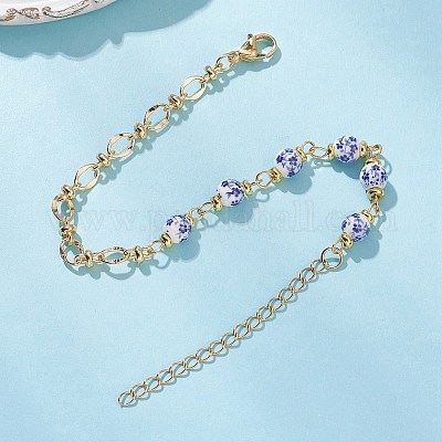 Браслеты из латунных овальных звеньев BJEW-JB12683-1