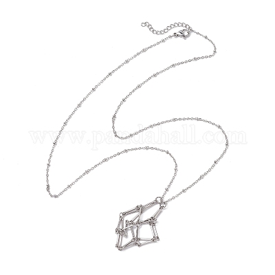 Не тускнеет 3 шт. 3 размера плетеная цепь из нержавеющей стали макраме мешочек пустой держатель для камня кулон изготовление ожерелья NJEW-JN04957-02-1