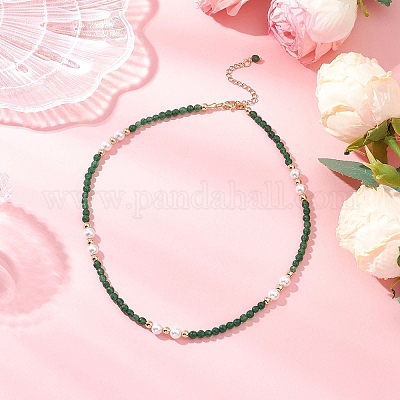 Белого нефрита ожерелье NJEW-JN05340-01-1