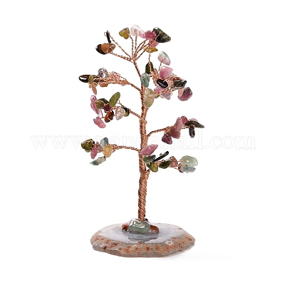 Натуральные турмалиновые чипсы и украшения для пьедестала из агата DJEW-A001-04F-1