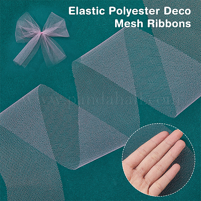 50 ярд эластичных полиэфирных декоративных сетчатых лент SRIB-WH0011-129B-1